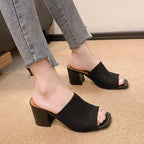 Chunky Block Heel Knit Sandals - TNT Dress Co.