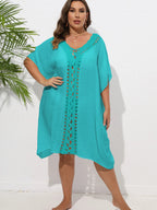 Crochet Trim V - Neck Beach Cover Up Dress - TNT Dress Co.