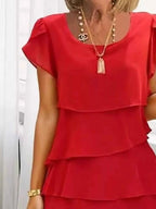 Ruffled Layered Petal Sleeve Dress