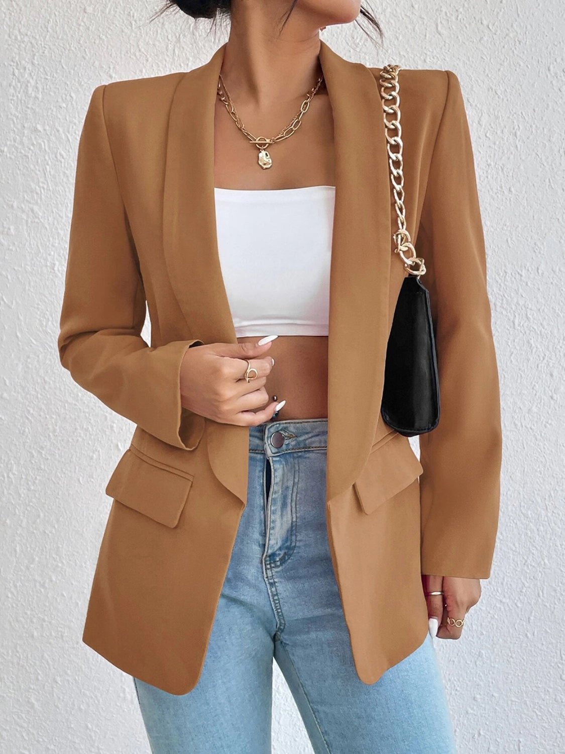Shawl Collar Long Sleeve Blazer - TNT Dress Co.