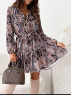 Floral Long Sleeve Dress with Ruffle Hem - TNT Dress Co.