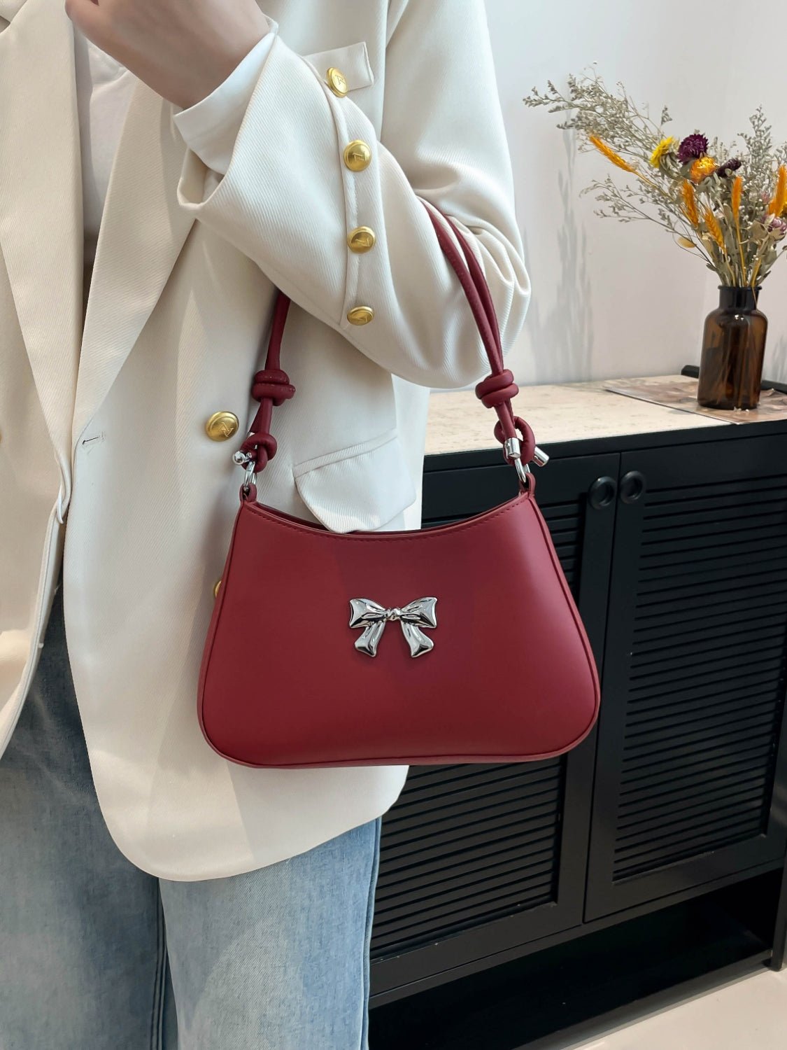 Bow - Detail PU Leather Knotted Strap Handbag - TNT Dress Co.