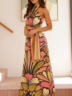 Printed Halter Neck Maxi Cami Dress - TNT Dress Co.