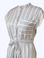 Striped Tie Waist Short Sleeve Dress - TNT Dress Co.