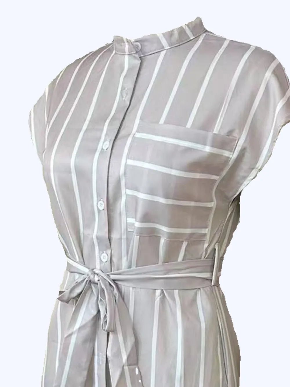Striped Tie Waist Short Sleeve Dress - TNT Dress Co.