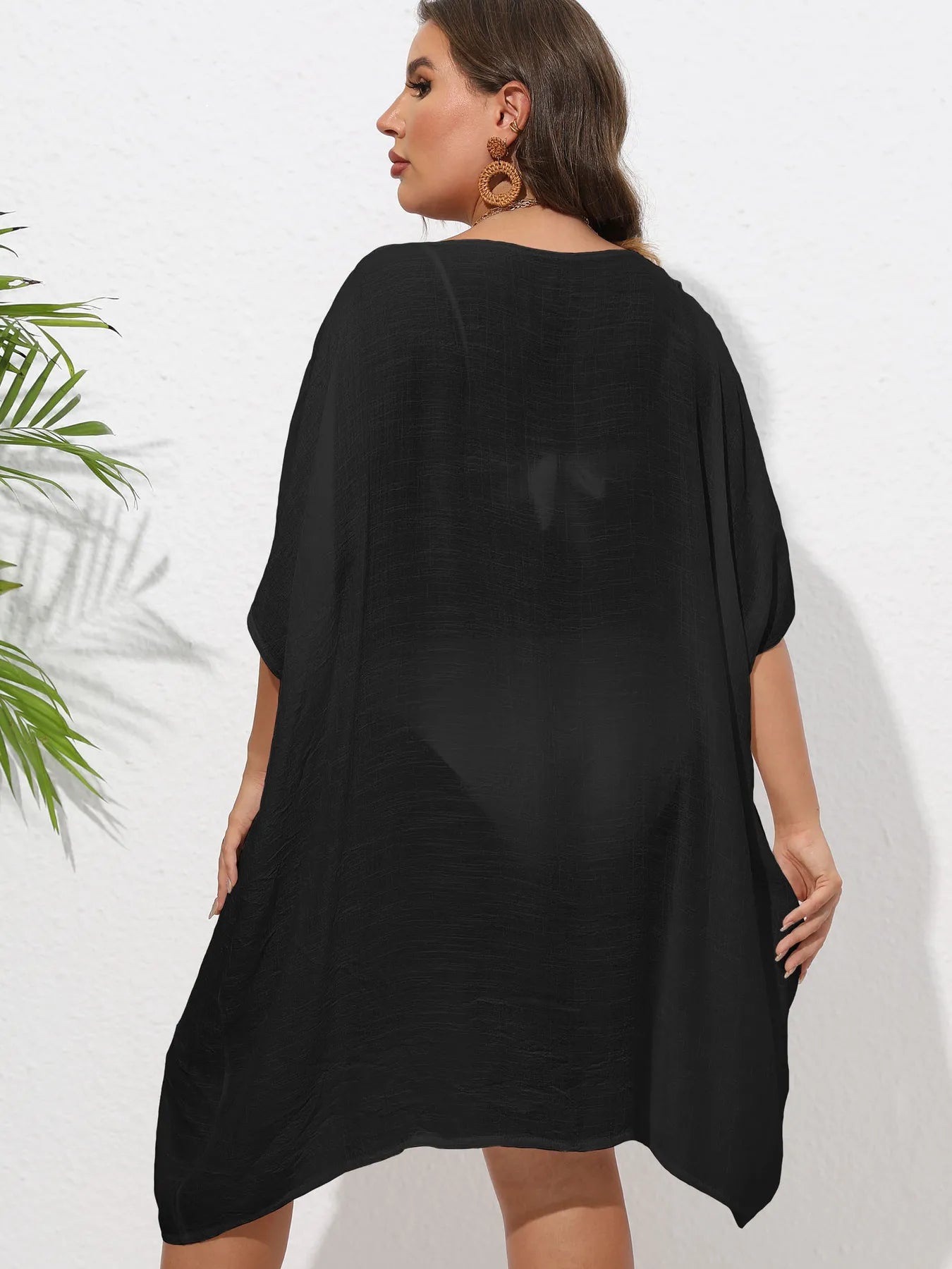 Crochet Trim V - Neck Beach Cover Up Dress - TNT Dress Co.