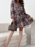 Floral Long Sleeve Dress with Ruffle Hem - TNT Dress Co.