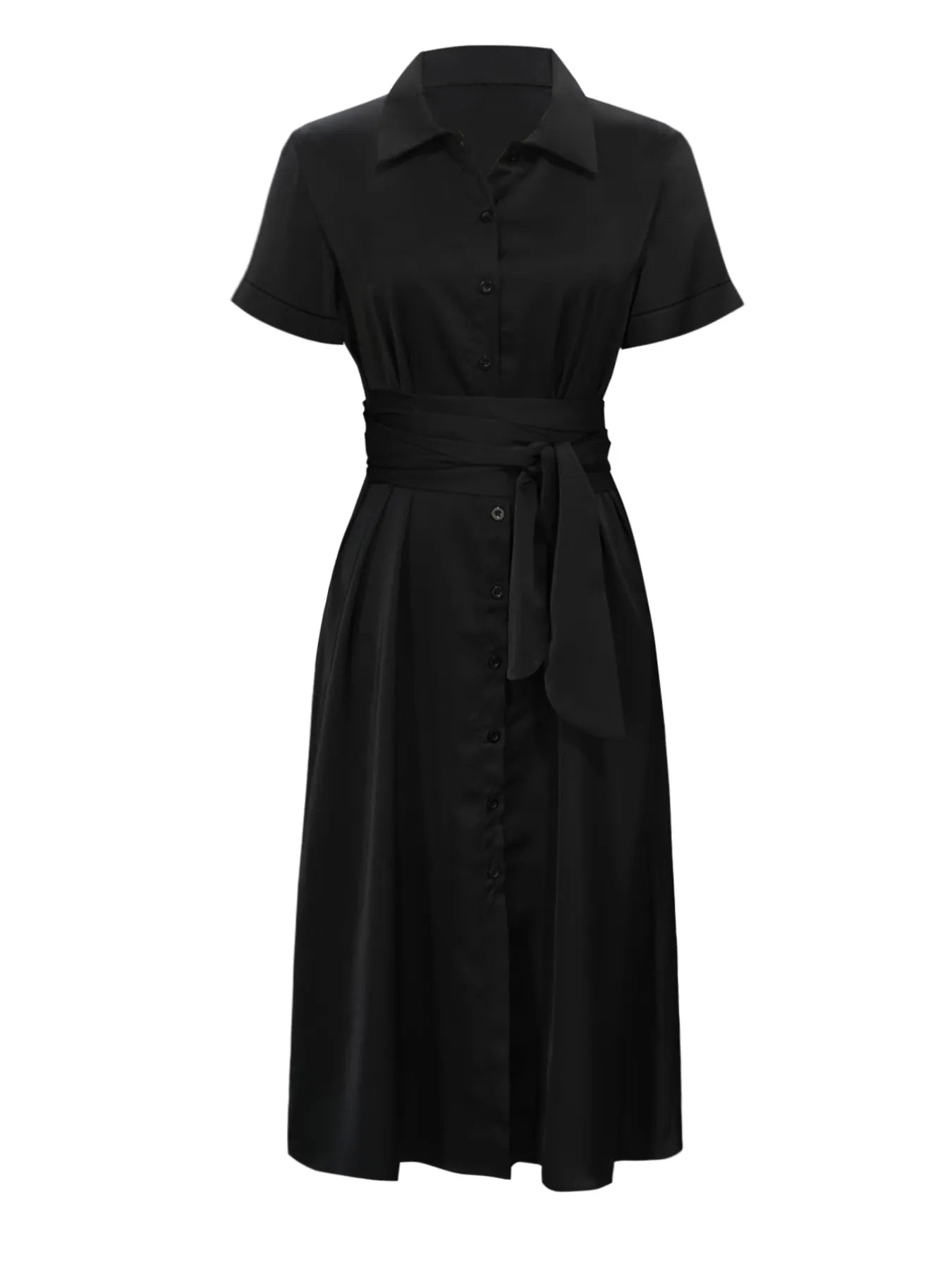 Button Down Belted Midi Shirt Dress - TNT Dress Co.