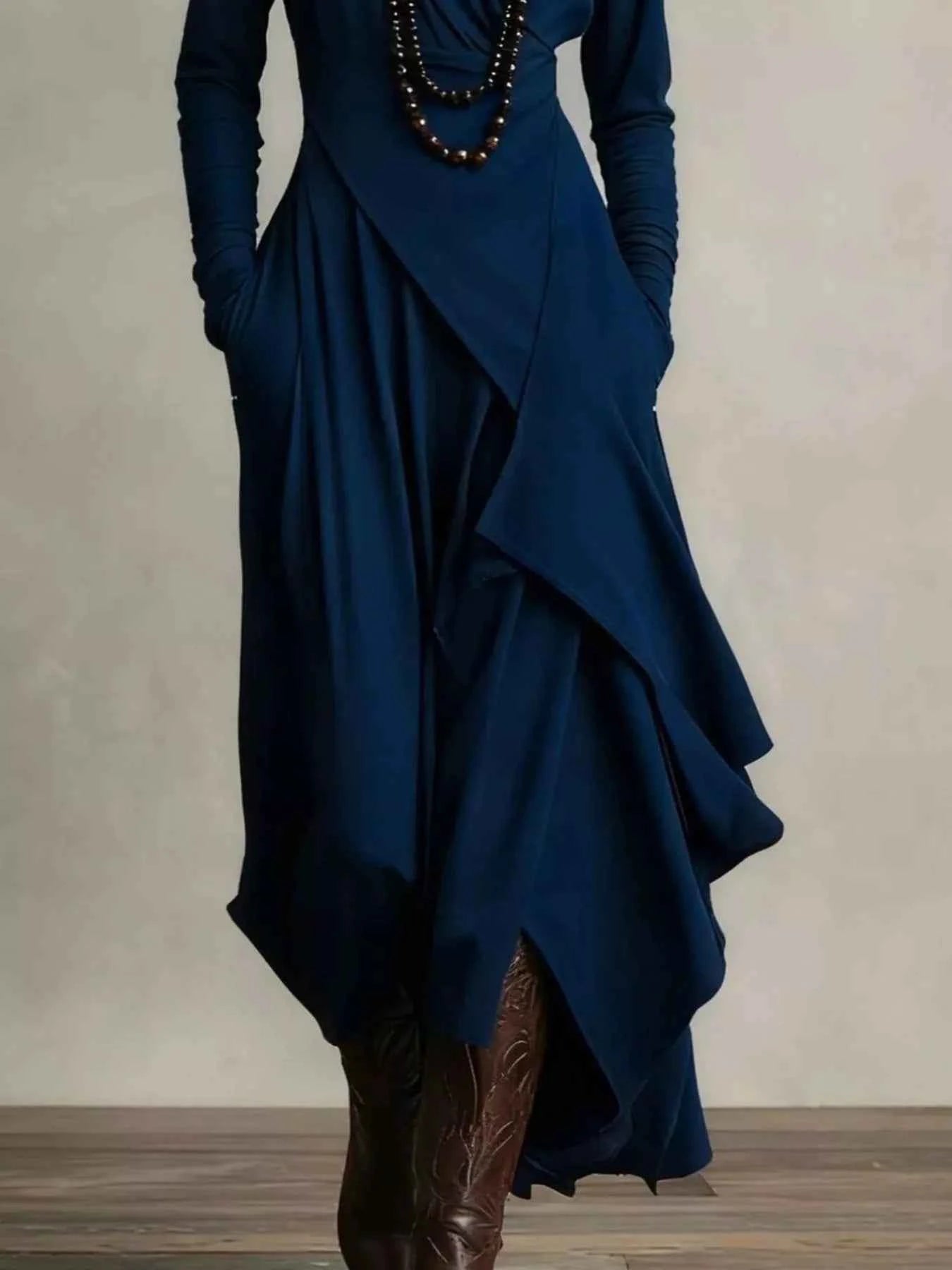 Full Size Asymmetrical Hem Turtleneck Dress Plus Size