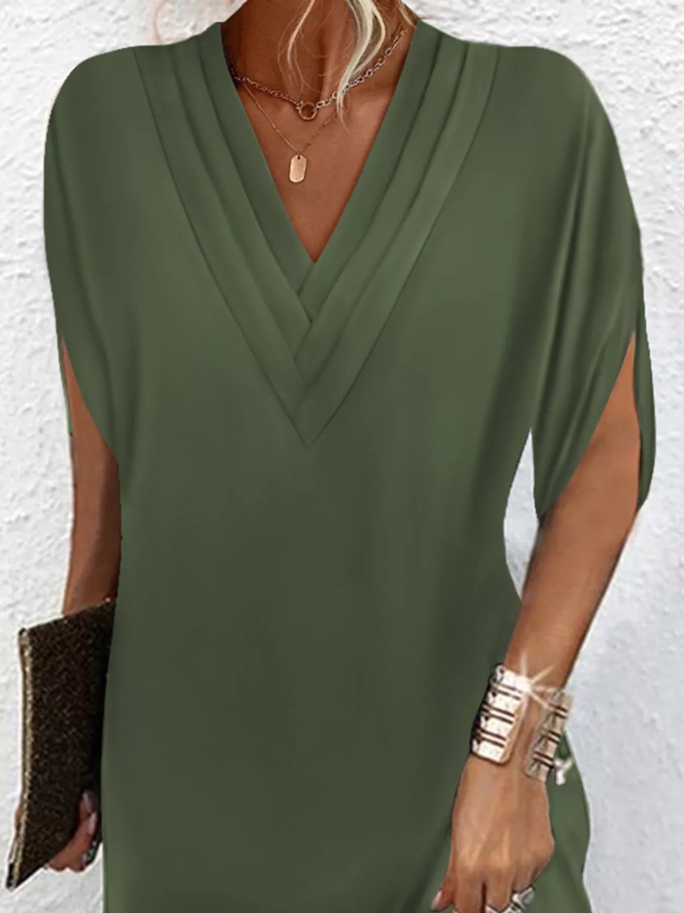 V - Neck Short Sleeve Dress - The Nicole - Tayan Dress Co.