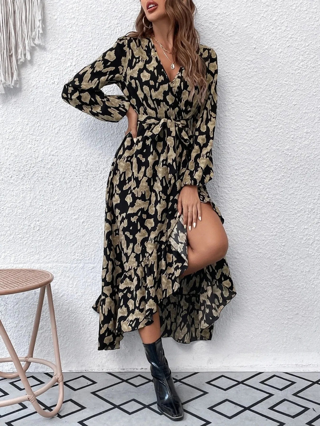 Leopard Sleeve Dress - The Nicole - Tayan Dress Co.
