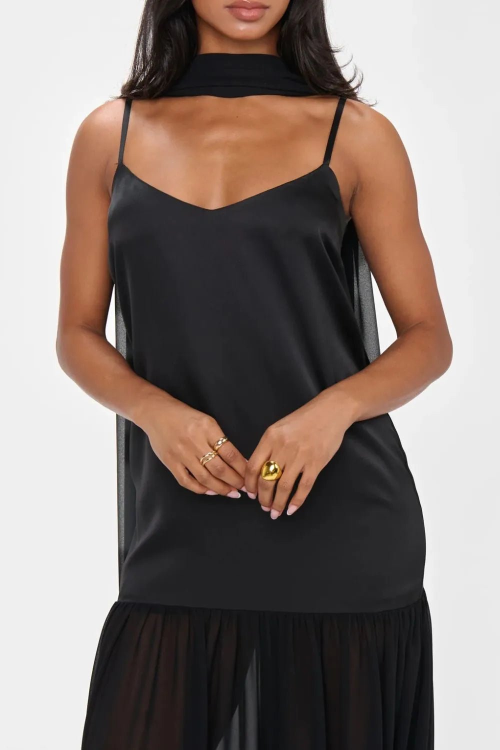 Adjustable Strap Maxi Cami Dress with Scarf - TNT Dress Co.