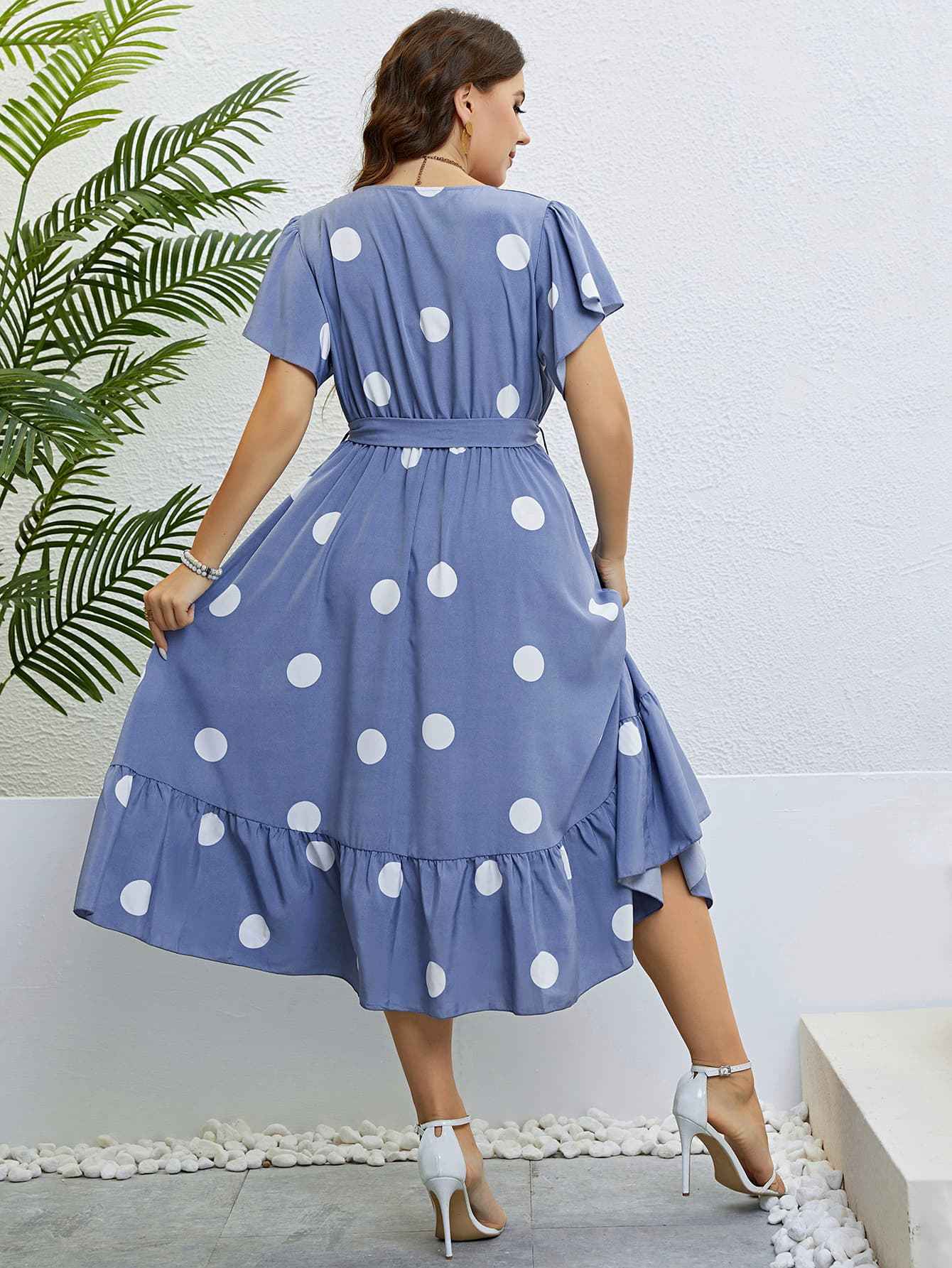 Short Sleeve Ruffle Hem Dress