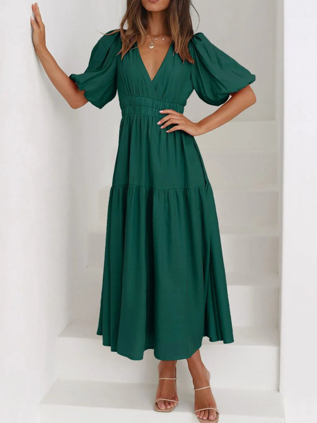 V - Neck Midi Dress - The Nicole - Tayan Dress Co.