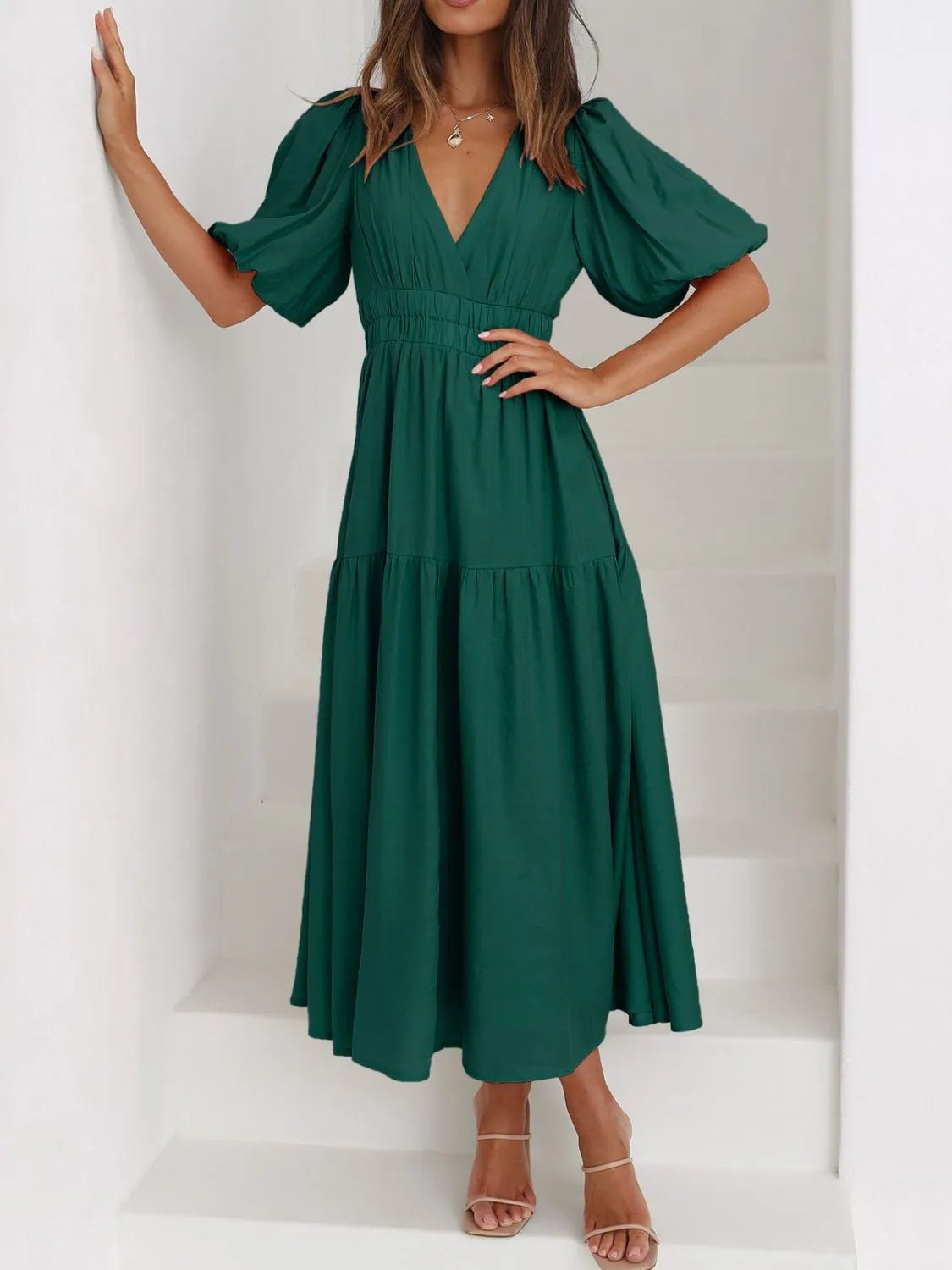 V - Neck Midi Dress - The Nicole - Tayan Dress Co.