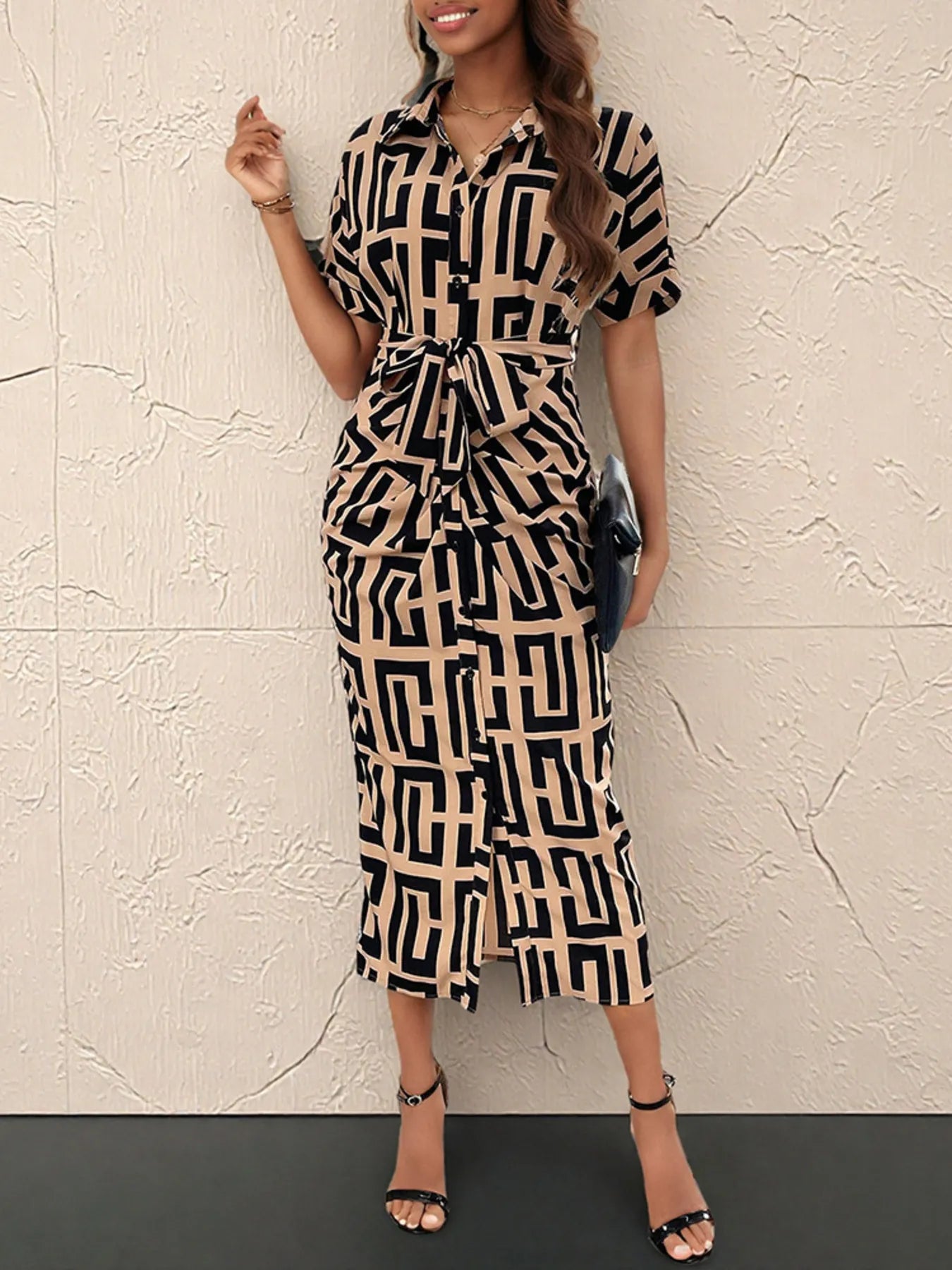 Belted Midi Dress - The Nicole - Tayan Dress Co.