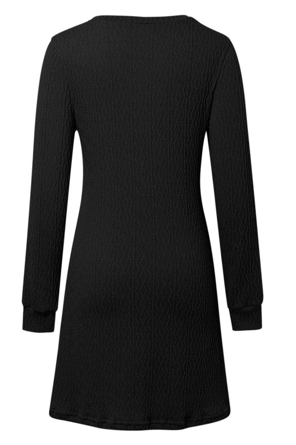 V - Neck Long Sleeve Textured Dress - TNT Dress Co.