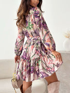 Floral Long Sleeve Dress with Ruffle Hem - TNT Dress Co.