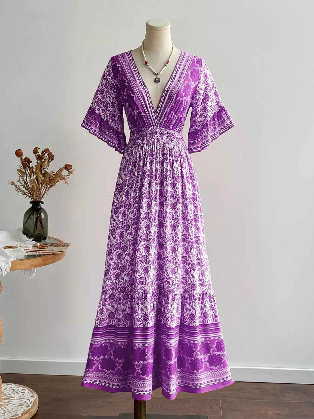 V-Neck Long Sleeve Dress