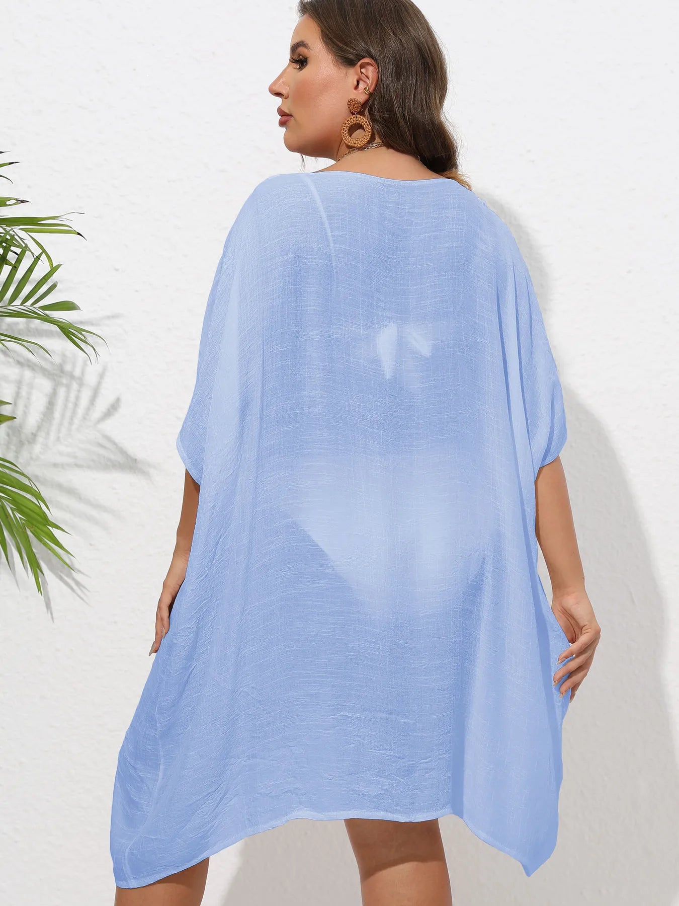 Crochet Trim V - Neck Beach Cover Up Dress - TNT Dress Co.
