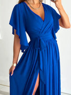 Flutter Sleeve Surplice Tie Waist Dress - TNT Dress Co.
