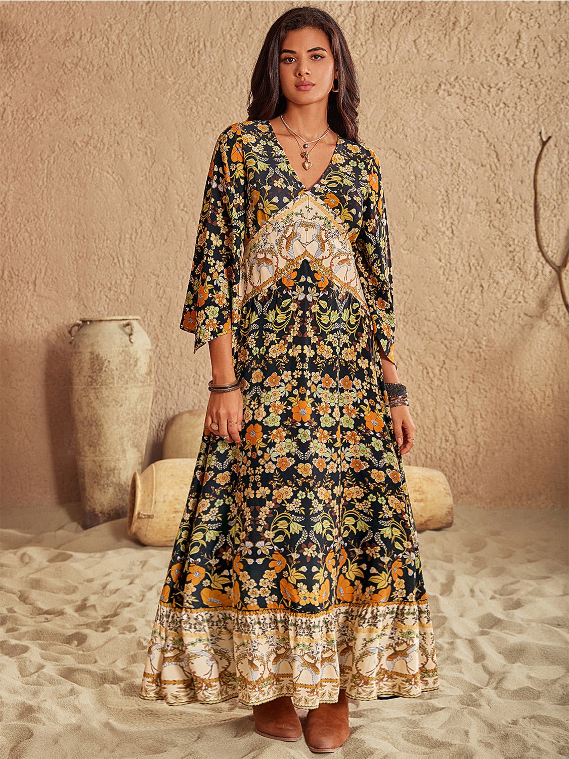 V - Neck Midi Dress - The Nicole - Tayan Dress Co.