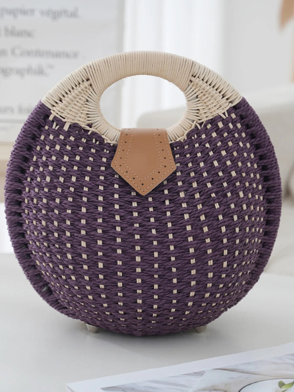 Braided Round Handbag - The Nicole - Tayan Dress Co.