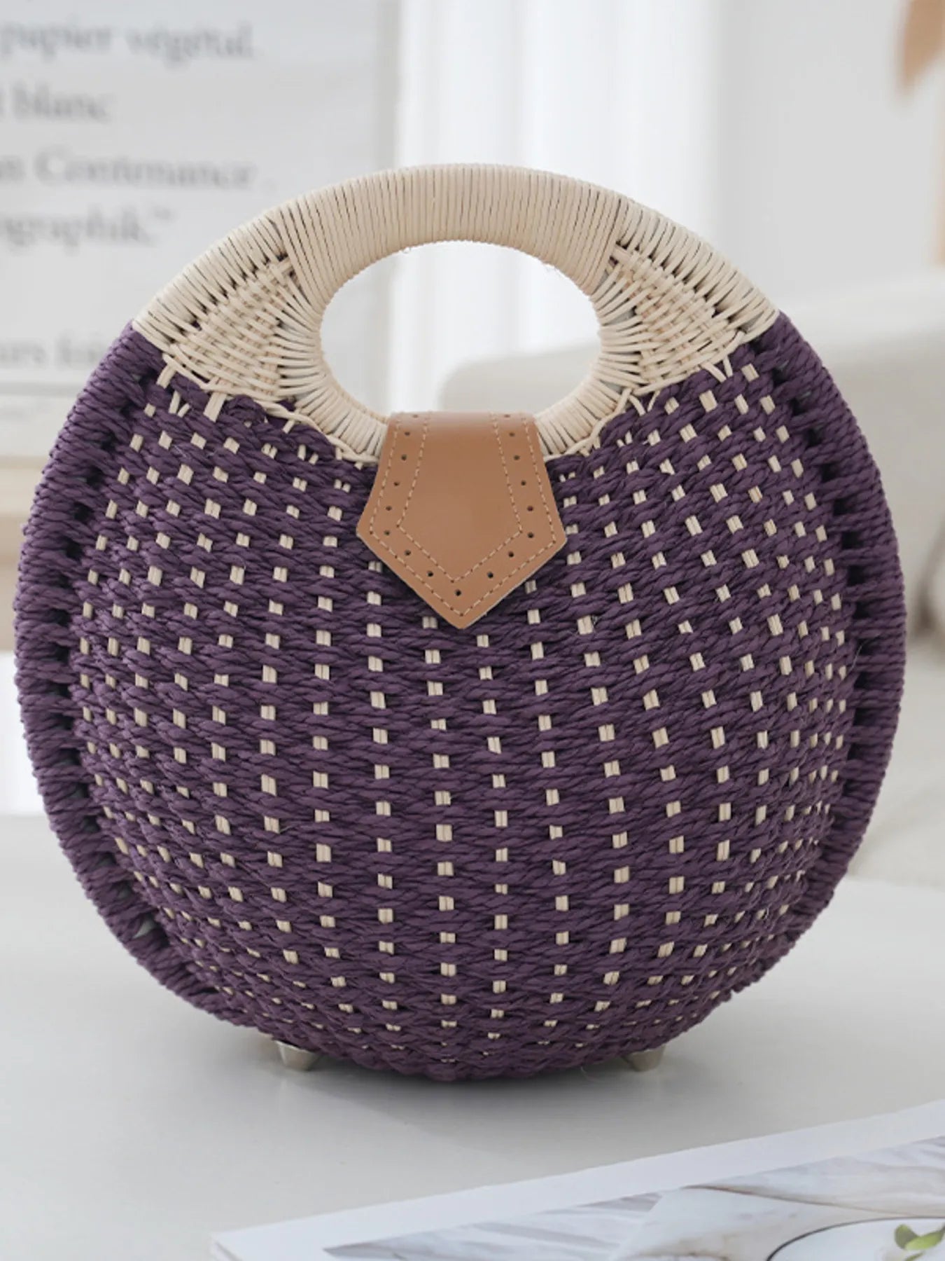 Braided Round Handbag - The Nicole - Tayan Dress Co.