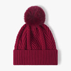 Cable Knit Solid Color Hat with Pompom - The Nicole - Tayan Dress Co.