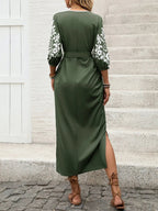 Side Slit Printed Tie Neck Dress - TNT Dress Co.