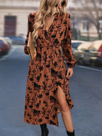 Printed Surplice Long Sleeve Dress - The Nicole - Tayan Dress Co.