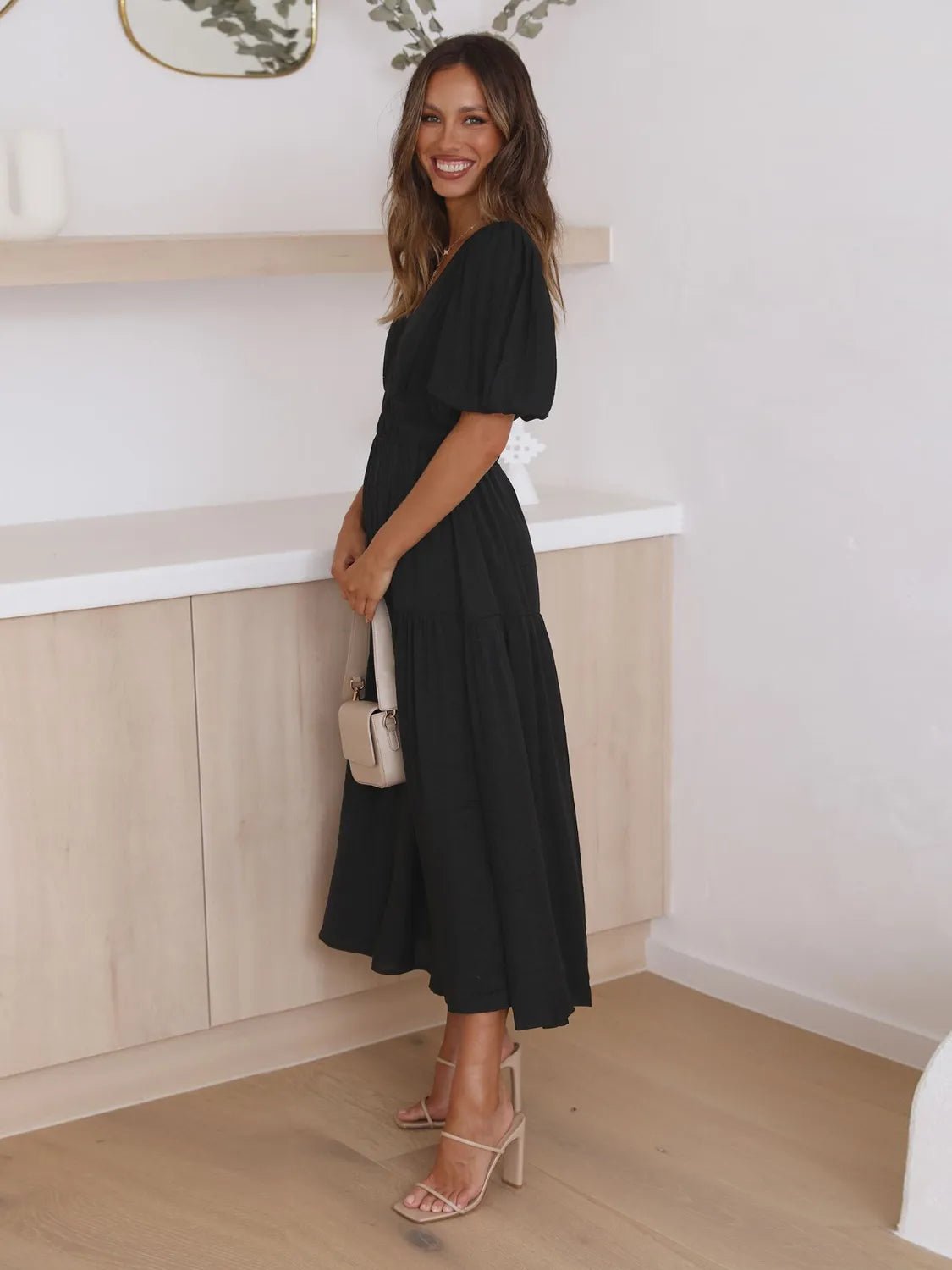 Half Sleeve Midi Dress - The Nicole - Tayan Dress Co.