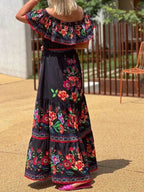 Floral Off Shoulder Ruffle Maxi Dress - TNT Dress Co.