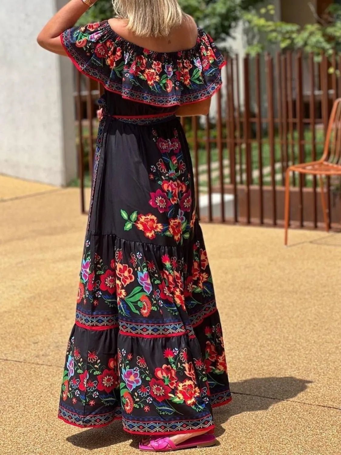 Floral Off Shoulder Ruffle Maxi Dress - TNT Dress Co.