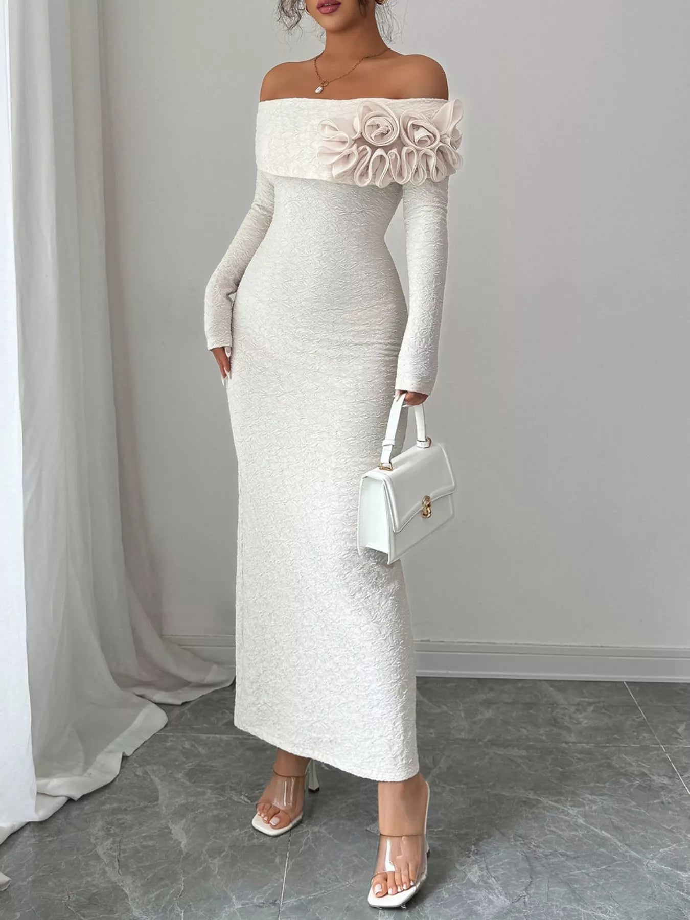 Flower Off - Shoulder Maxi Dress - The Nicole - Tayan Dress Co.