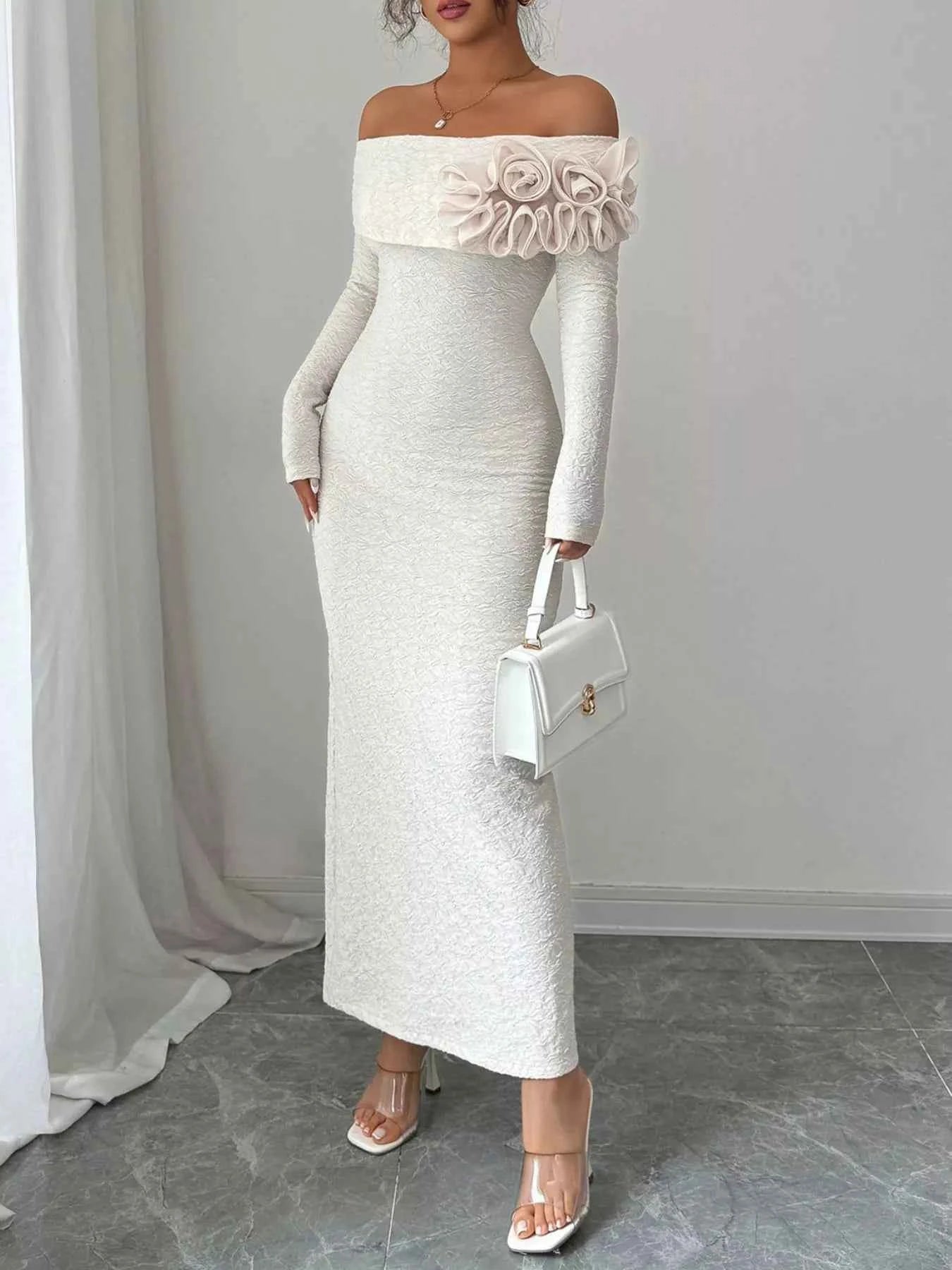 Off-Shoulder Long Sleeve Dress