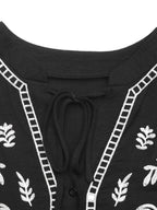 Embroidered Notched Half Sleeve Midi Dress - TNT Dress Co.