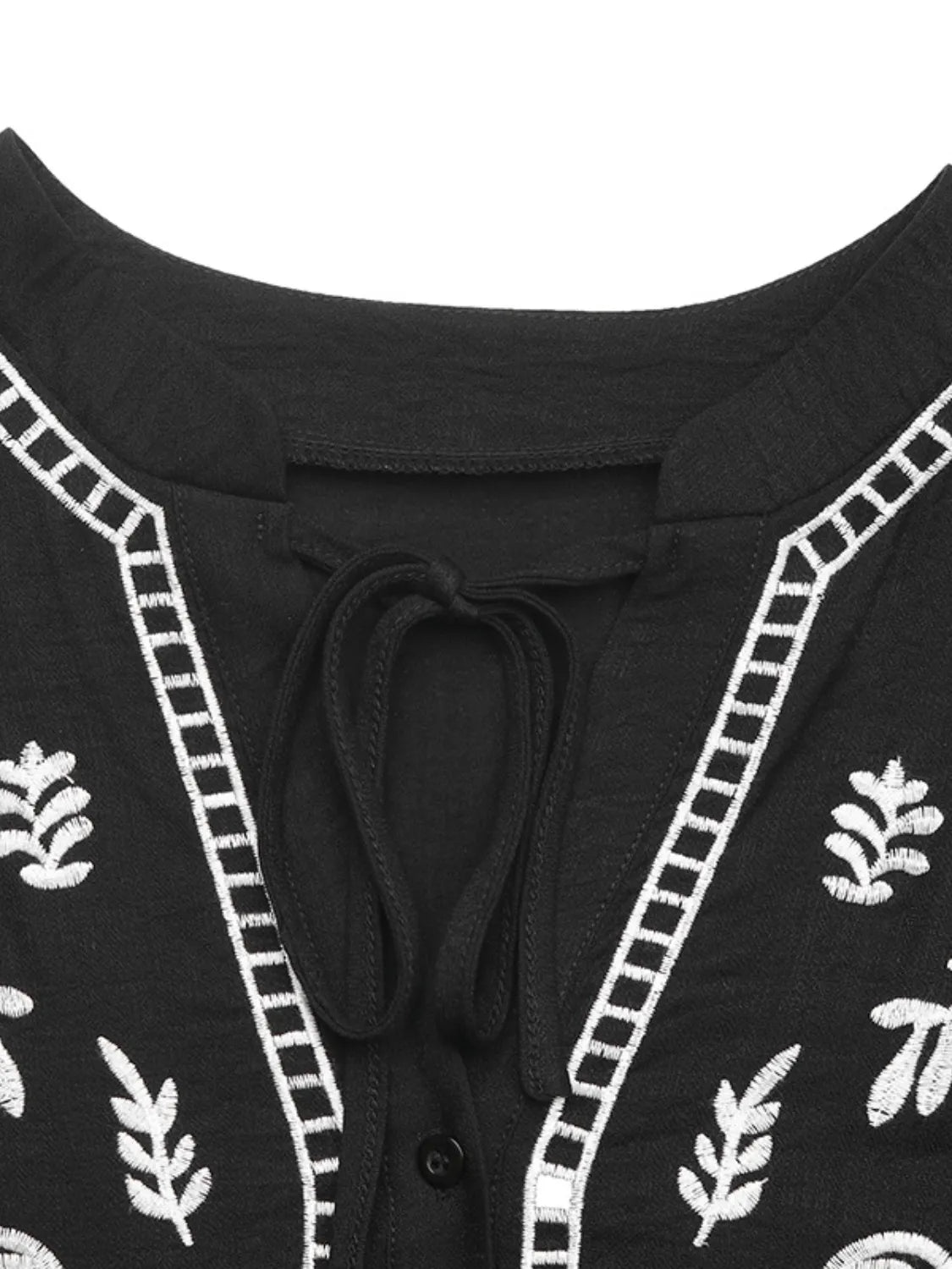 Embroidered Notched Half Sleeve Midi Dress - TNT Dress Co.