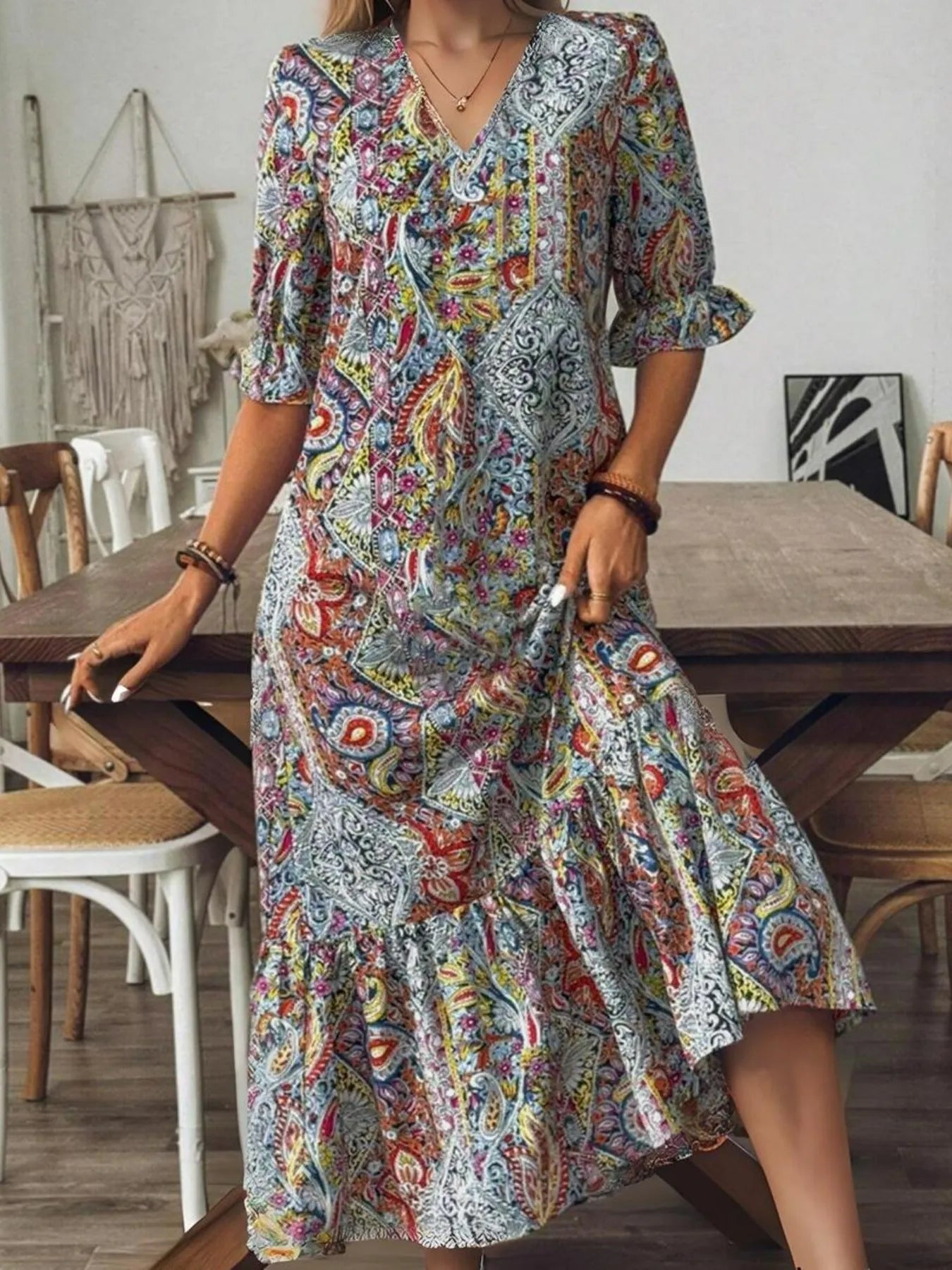 V - Neck Midi Dress - The Nicole - Tayan Dress Co.