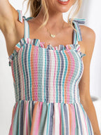 Contrast Striped Square Neck Cami Dress - TNT Dress Co.