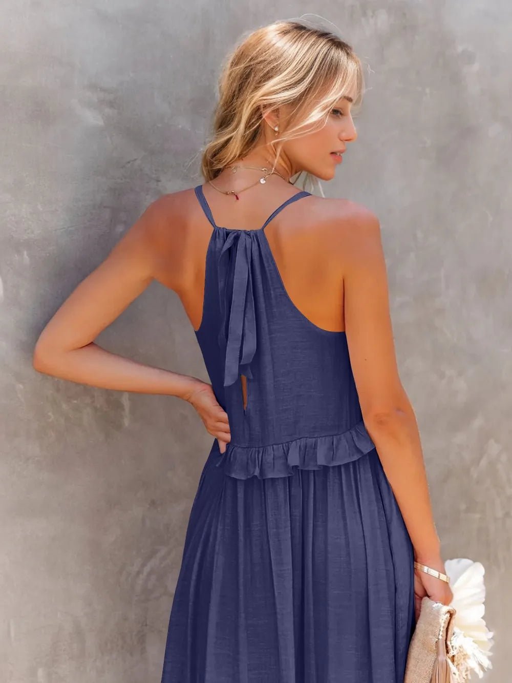 Ruffled Sleeveless Tiered Maxi Dress with Pockets - TNT Dress Co.