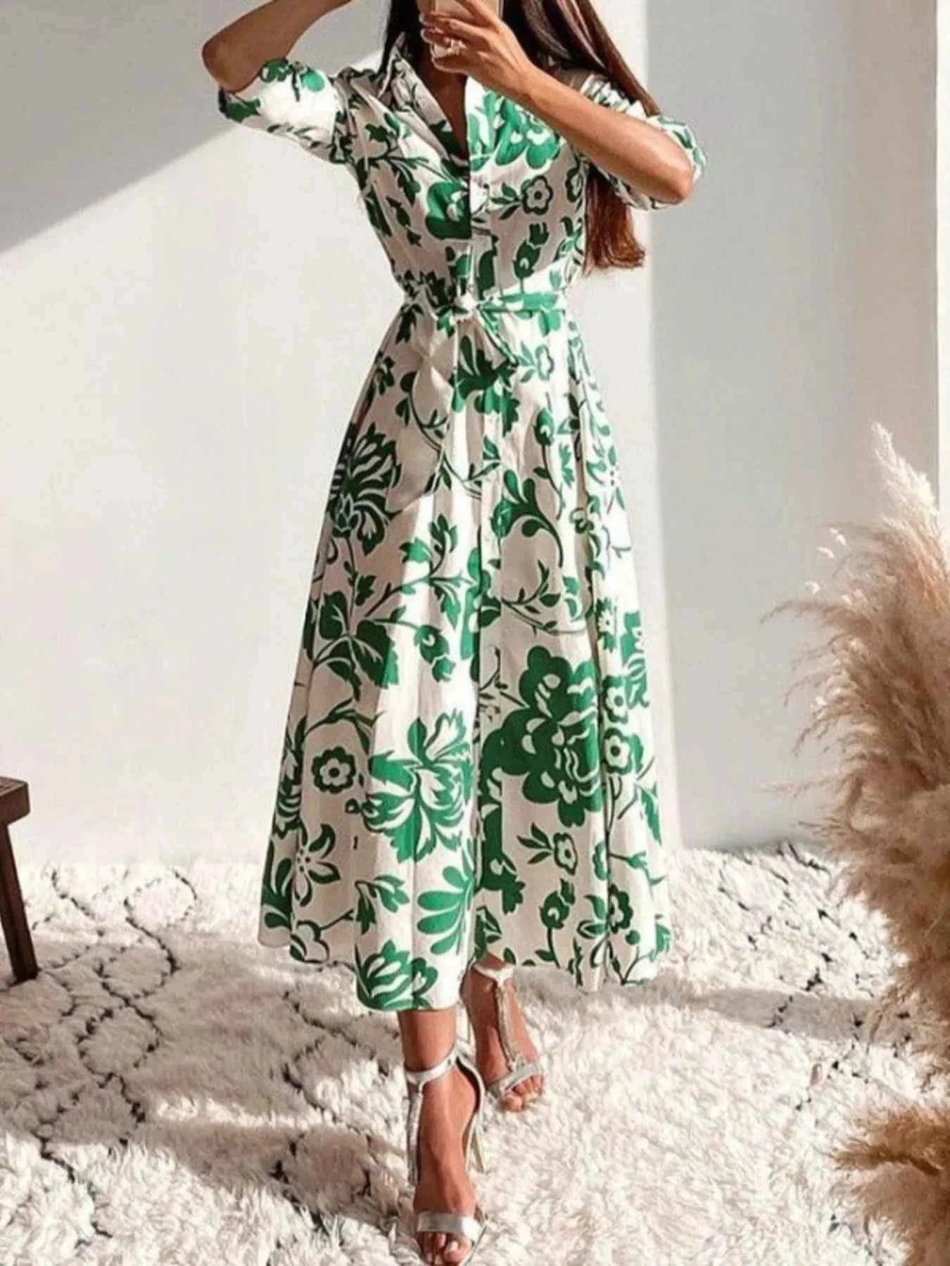 Tie Waist Shirt Dress