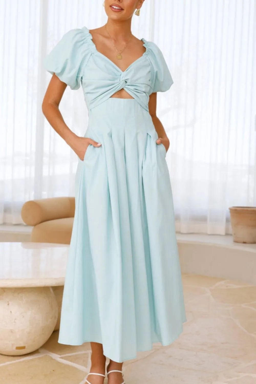 Sweetheart Neck Puff Sleeve Dress - TNT Dress Co.