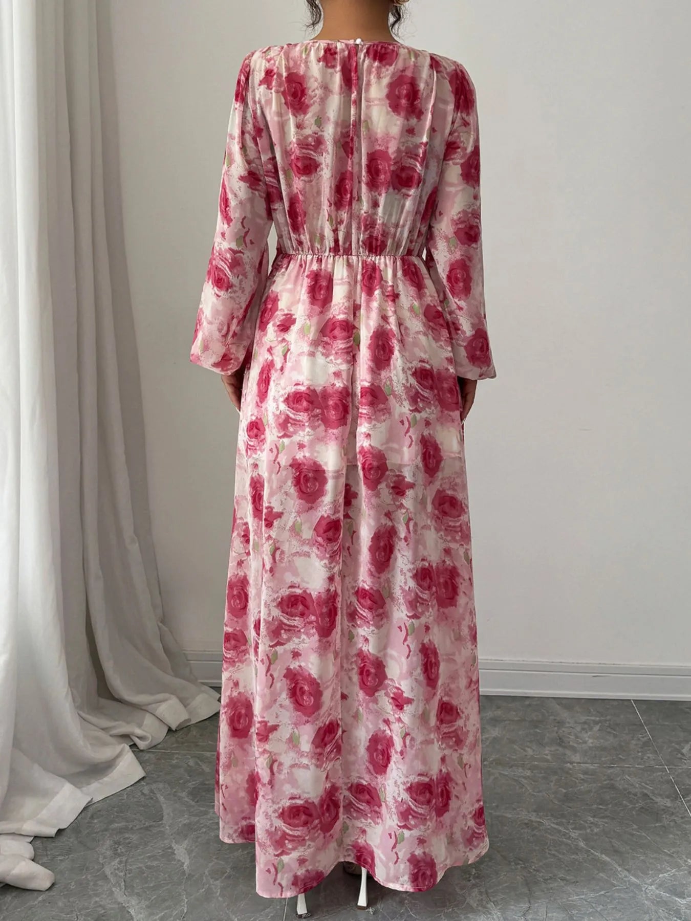 Long Sleeve Maxi Dress with Drawstring - The Nicole - Tayan Dress Co.