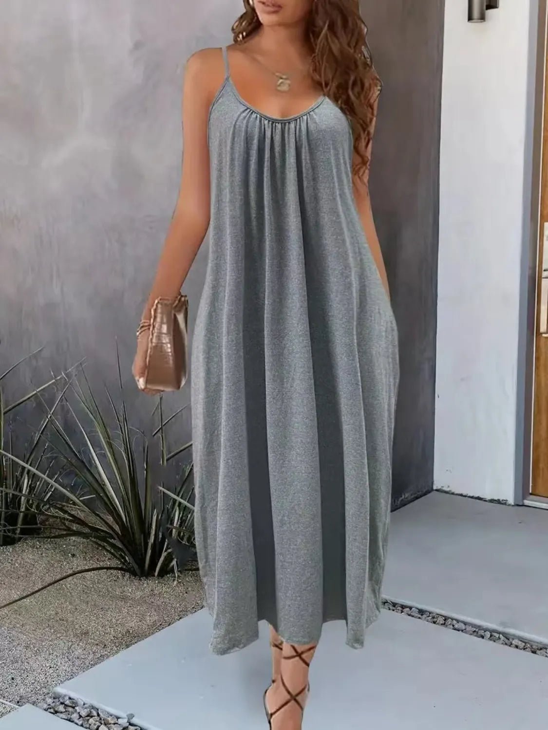 Full Size Scoop Neck Cami Dress with Pockets Plus Size - TNT Dress Co.