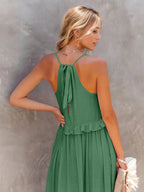 Ruffled Sleeveless Tiered Maxi Dress with Pockets - TNT Dress Co.