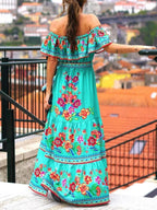 Floral Off Shoulder Ruffle Maxi Dress - TNT Dress Co.