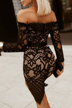 Off - Shoulder Long Sleeve Lace Dress - TNT Dress Co.