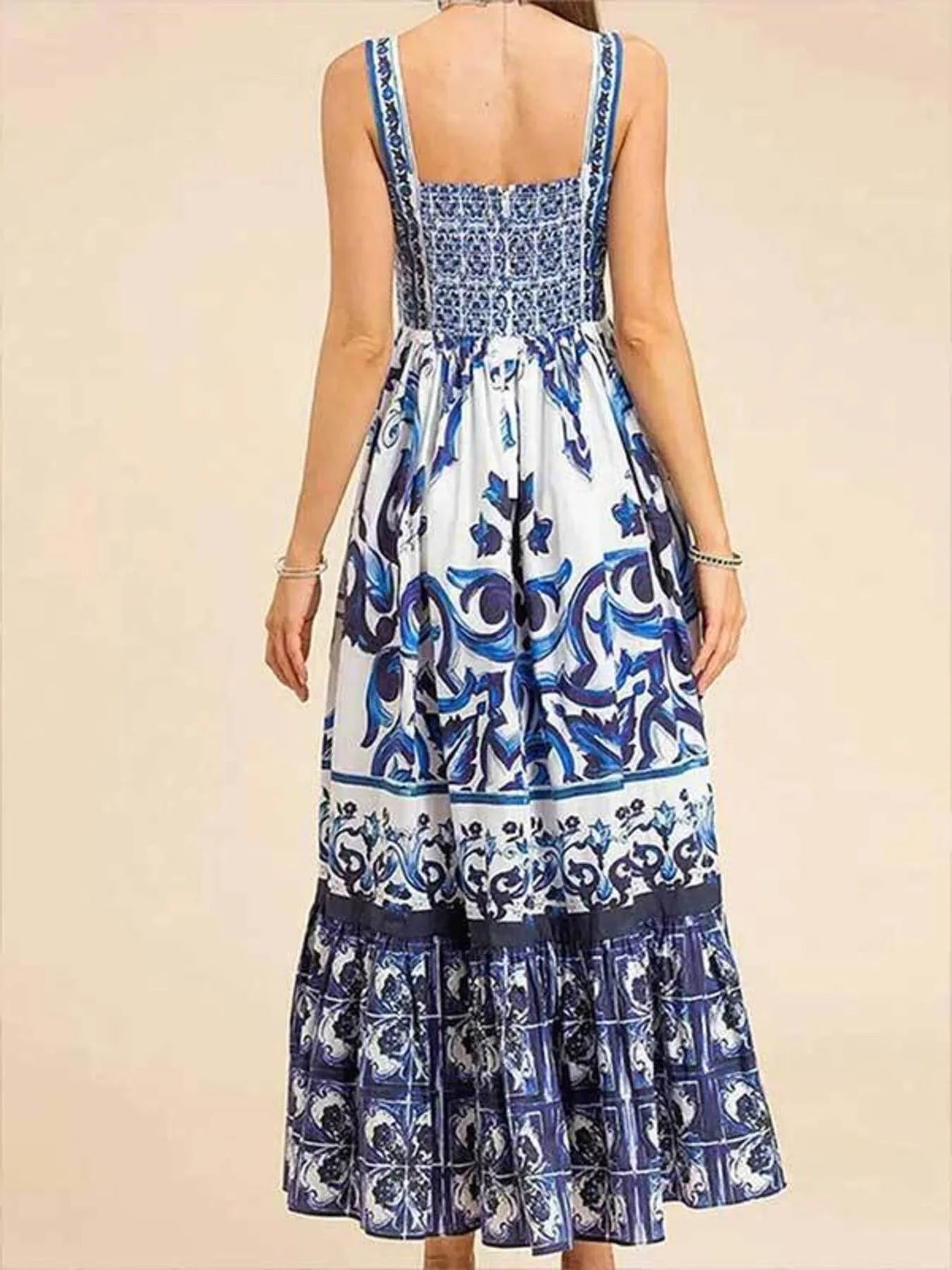 Full Size Printed Sweetheart Neck Maxi Cami Dress Plus Size - TNT Dress Co.