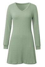 V - Neck Long Sleeve Textured Dress - TNT Dress Co.